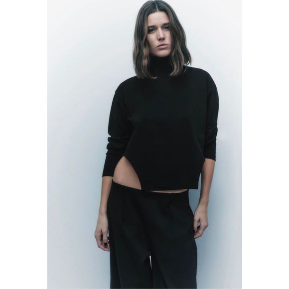 Zara Asymmetric Top Black Size M - Picture 2 of 6